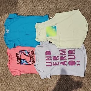 Girls Under Armour shirts and Puma leggings